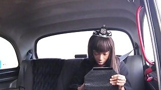 Czech fake taxi driver bangs British ebony babe Thumbnail