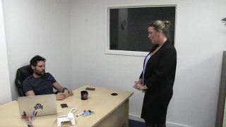Maisie lewis gets hired after blowjob and deep fucking in office Thumbnail