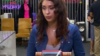 Busty babe gets fucked at the back office for a quick cash Thumbnail