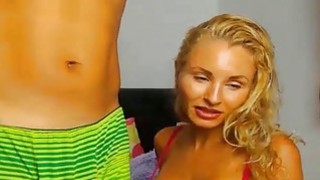 Busty Blonde MILF Gives a Nice Blowjob and Gets Ha Thumbnail