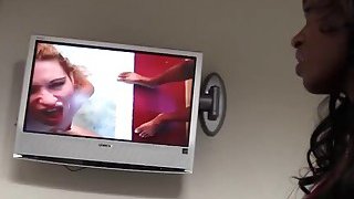 Busty ebony babe Jezabel gives glory hole blowjob Thumbnail